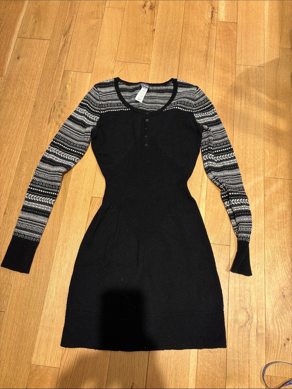 Patagonia Black Knit Long-Sleeve Lambswool Sweater Dress